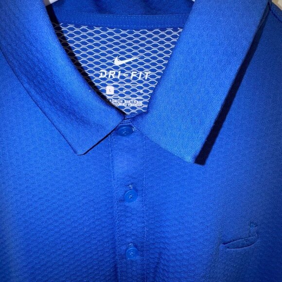 Nike Dri-FIT Hex Textured Three Button Golf Polo AH6266-480 Men's L Blue NEW - Picture 2 of 8